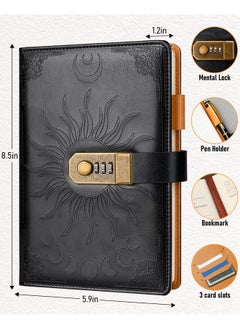 A5 Journal With Lock, 300Gsm, 300+300 Page Diary With Lock, Password Notebook Set With Pen & Notebook Refill - Perfect For Men And Women Writing Noting- 8.5 X 5.9 Inch Black Leather Hardcover - pzsku/ZD50019B72125296FD7BFZ/45/_/1735214611/1c8aaca5-bd3a-491a-9f7a-db2fd8c9e59b