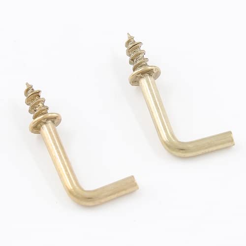 Bivethoi 150pcs Tiny L Hooks for Hanging, Mini Right Angle Screw Hooks 1/2 Inch Square Bend Hooks, Gold L Shaped Hooks 90 Degree Screw Hooks, 7 Shape Hook Self Tapping Screw Hooks Metal Screw in Hooks - Image 4