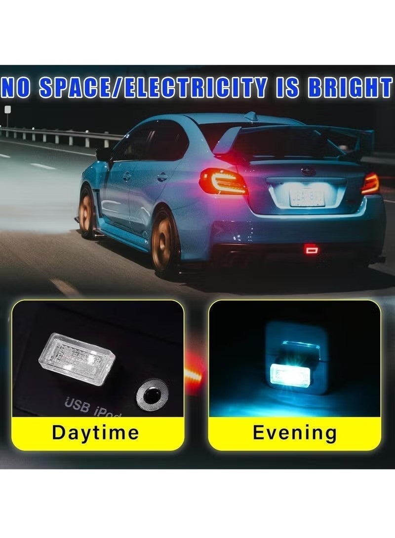 6 مصابيح LED داخلية للسيارة تعمل بمنفذ USB، مصباح ليلي ديكوري يعمل بمنفذ USB، طقم إضاءة محيطية محمول للسيارة، ملحقات داخلية عالمية لمعظم السيارات (أزرق وأزرق ثلجي) - Image 3