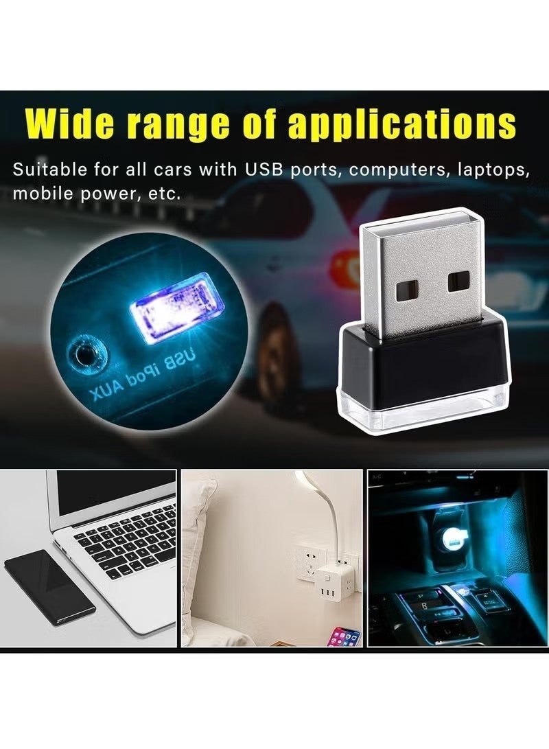 6 مصابيح LED داخلية للسيارة تعمل بمنفذ USB، مصباح ليلي ديكوري يعمل بمنفذ USB، طقم إضاءة محيطية محمول للسيارة، ملحقات داخلية عالمية لمعظم السيارات (أزرق وأزرق ثلجي) - Image 2