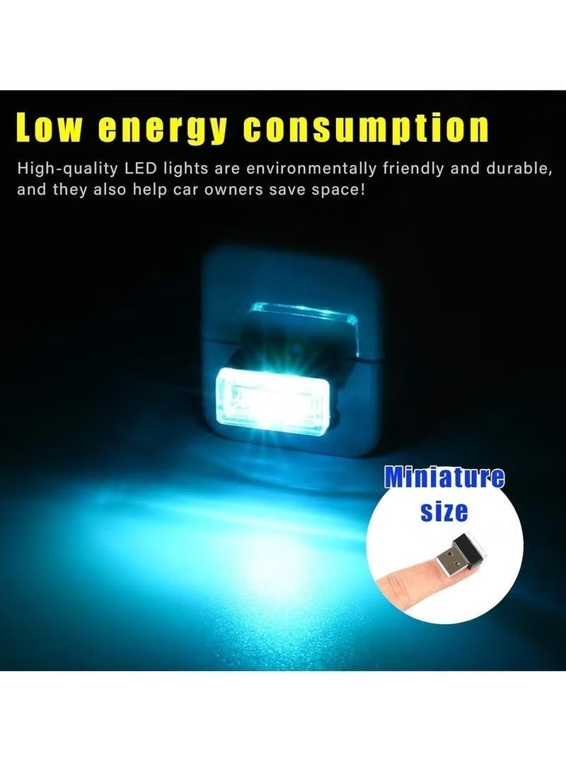 6 مصابيح LED داخلية للسيارة تعمل بمنفذ USB، مصباح ليلي ديكوري يعمل بمنفذ USB، طقم إضاءة محيطية محمول للسيارة، ملحقات داخلية عالمية لمعظم السيارات (أزرق وأزرق ثلجي) - Image 4