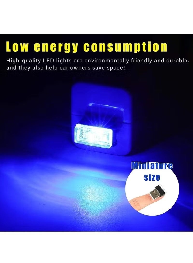 6 مصابيح LED داخلية للسيارة تعمل بمنفذ USB، مصباح ليلي ديكوري يعمل بمنفذ USB، طقم إضاءة محيطية محمول للسيارة، ملحقات داخلية عالمية لمعظم السيارات (أزرق وأزرق ثلجي) - Image 5