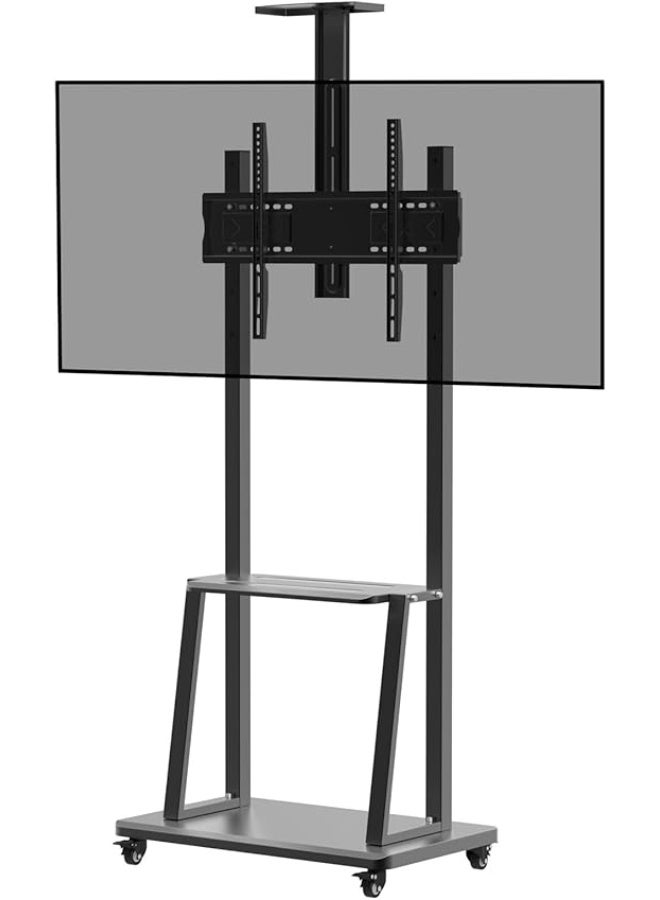 Rolling/Mobile TV Cart with Wheels – Adjustable Height Floor Stand with Shelf – Fits 32–65 Inch LCD/LED/4K TVs – Supports up to 100 lbs – Max VESA 600x400 - Image 1