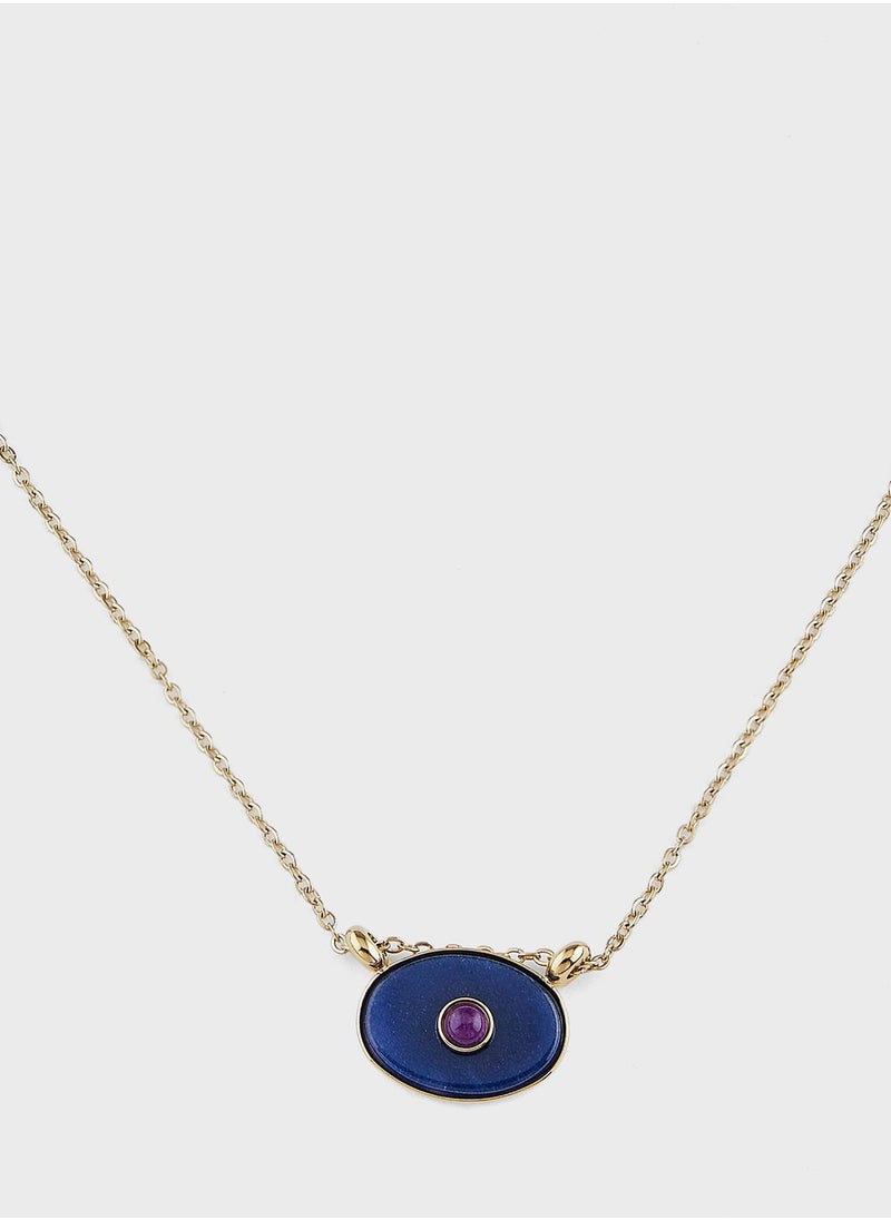 Lady Mauve - ANYA NATURAL STONE OVAL EYE PEDANT NECKLACE - Image 1