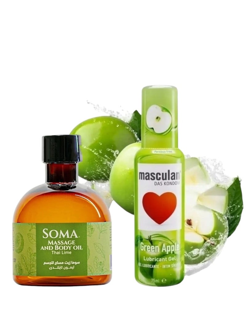 Soma Apple-flavored intimate lubricant 75ml with lemon-flavored massage oil 170ml