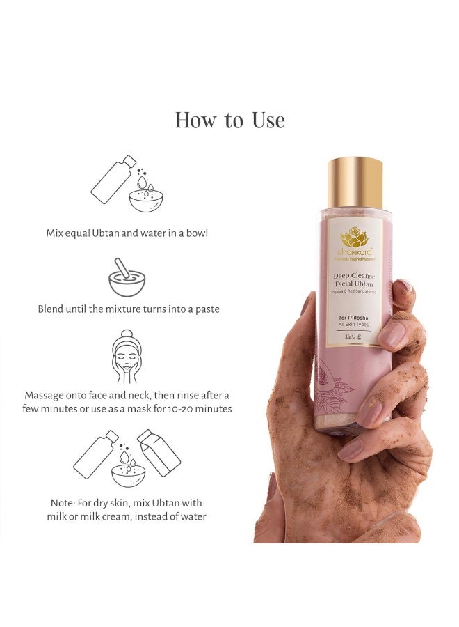 Shankara Deep Cleanse Facial Ubtan multitasks as Face Scrub, Face Mask & Cleanser | Neem, Papaya & Sandalwood | Purifies, Nourishes & Soothes Skin | Gently Exfoliates & Removes Impurities | For All Skin Types-120gm - Image 4