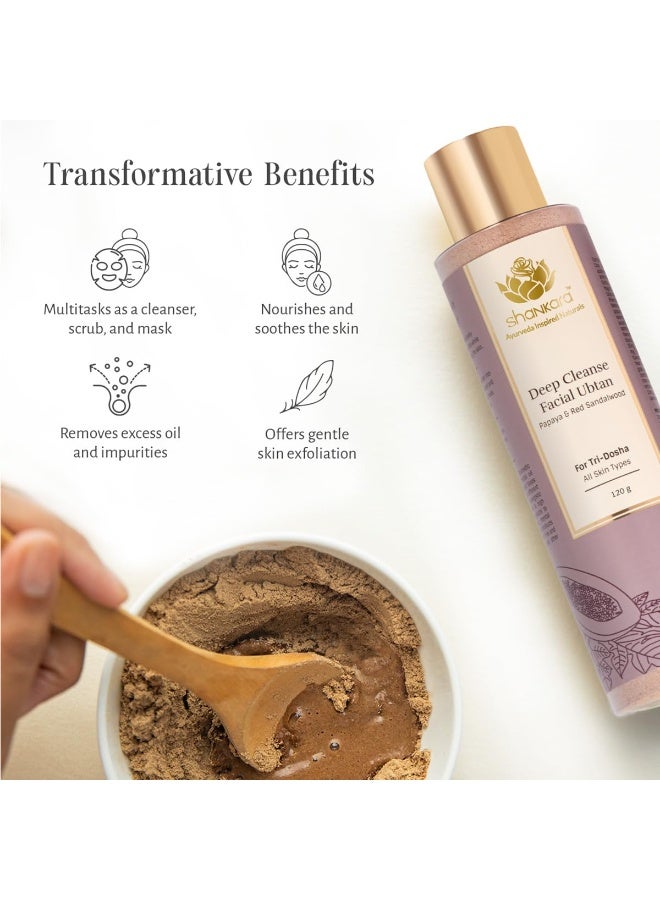 Shankara Deep Cleanse Facial Ubtan multitasks as Face Scrub, Face Mask & Cleanser | Neem, Papaya & Sandalwood | Purifies, Nourishes & Soothes Skin | Gently Exfoliates & Removes Impurities | For All Skin Types-120gm - Image 3