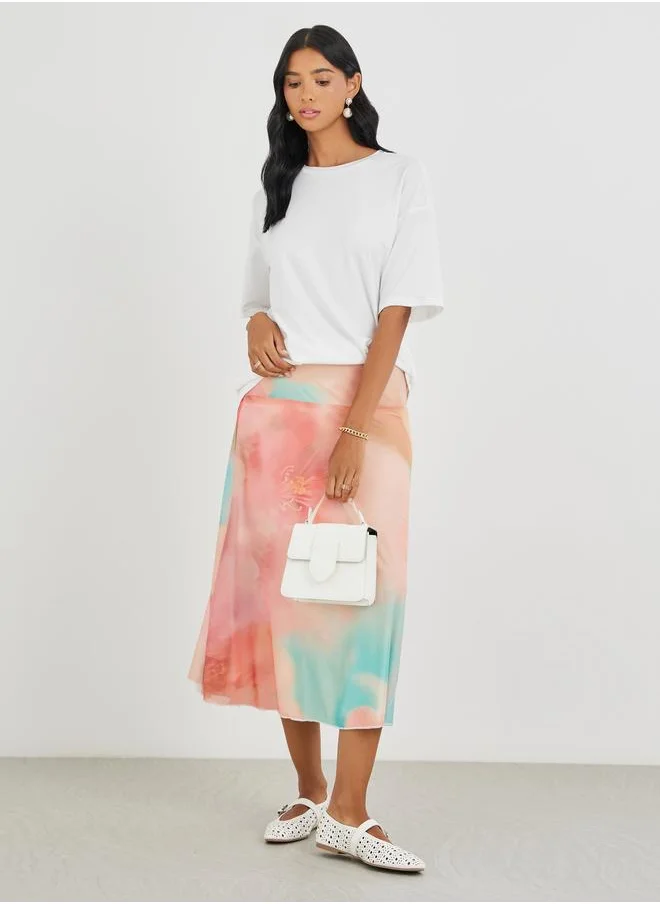 تايك تو Take Two Graphic Print Round Neck Oversized T-Shirt