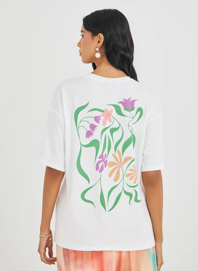 Styli Styli Graphic Print Round Neck Oversized T-Shirt