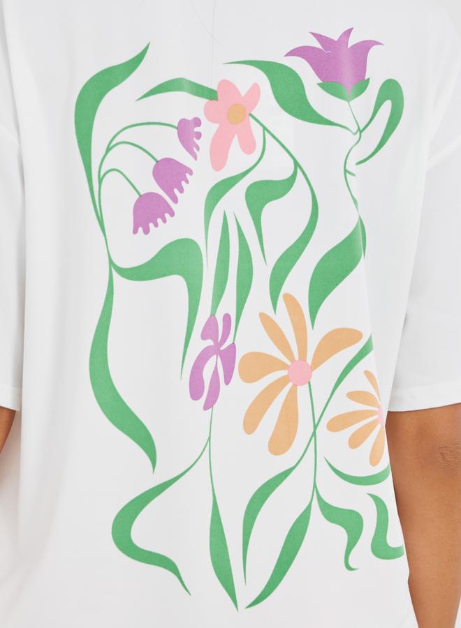 تايك تو تيشيرت فضفاض بياقة دائرية وطبعة جرافيك - Image 5