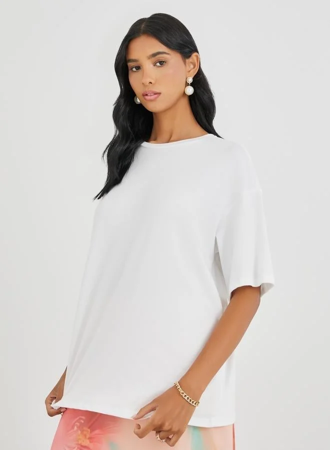 Take Two Graphic Print Round Neck Oversized T-Shirt