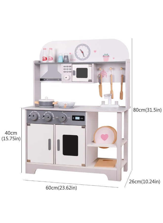 XiuWoo Wooden Mini Kitchen Set for Toddlers Pretend Play Kitchen ,All-in-One Toy Kitchen Baby Wooden Kitchen Set Easy Assembly Safe Design Best Gift for Boys Girls - Image 5