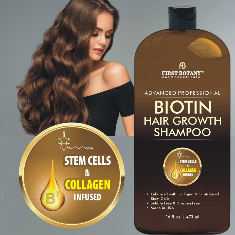 First Botany Hair Regrowth and Anti Hair Loss Shampoo 16 fl oz, with DHT blockers, Collagen & Stem Cells- Daily Hydrating, Detoxifying, Volumizing Shampoo For Men and Women - Image 4