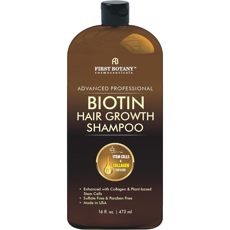 First Botany Hair Regrowth and Anti Hair Loss Shampoo 16 fl oz, with DHT blockers, Collagen & Stem Cells- Daily Hydrating, Detoxifying, Volumizing Shampoo For Men and Women - Image 1