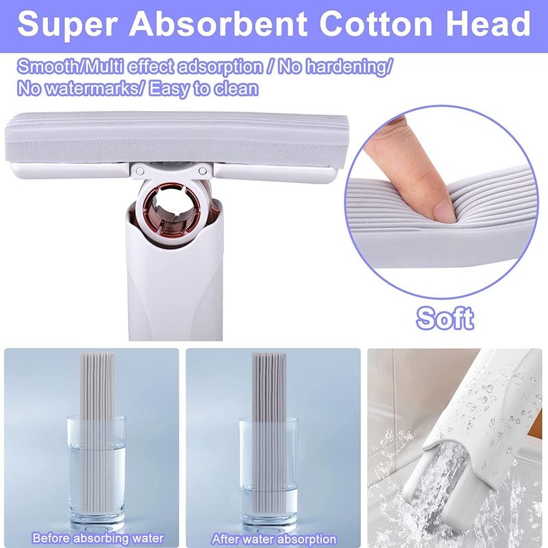 Suicune Mini Cleaning Mop Portable Squeeze Mop HandWashable Desktop Cleaning Mini Mop Absorbent Sponge Head Kids Mop Cloth Replacement for Bathroom Kitchens Tableware Desktop Car Glass - Image 3