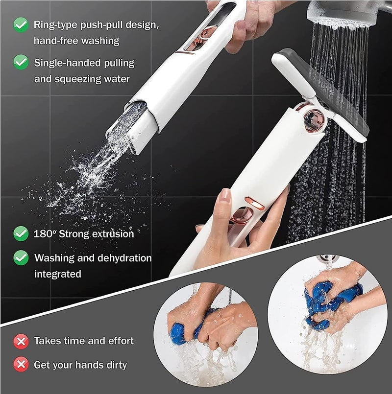 Suicune Mini Cleaning Mop Portable Squeeze Mop HandWashable Desktop Cleaning Mini Mop Absorbent Sponge Head Kids Mop Cloth Replacement for Bathroom Kitchens Tableware Desktop Car Glass - Image 5