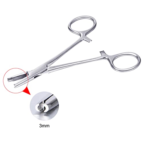 DJCIW 3mm Jaw Piercing Ball Removal Tool,Stainless Steel Dermal Anchor Forceps for Dermal Tops Unscrew or Screw Ball Pliers for Nose Septum Earrings Lip Ring - Image 3