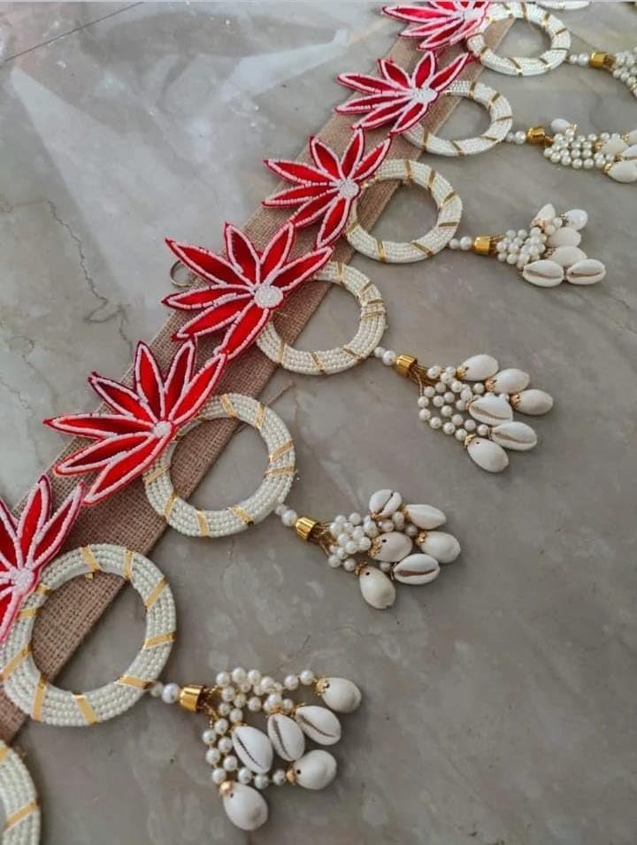 SELLPLUS Sellplus Lotus with Moti Chudi Bandhanwar for Festival Decoration DiwaliJanmastami Decoration Wedding Decor Enhance Your Space with Graceful Touches  - Image 1