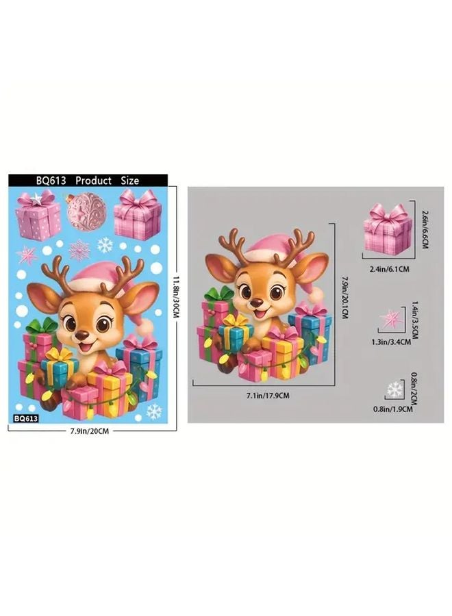 Santa Claus And Deer Set Christmas Window Stickers For Holiday Store Decorations - Image 4