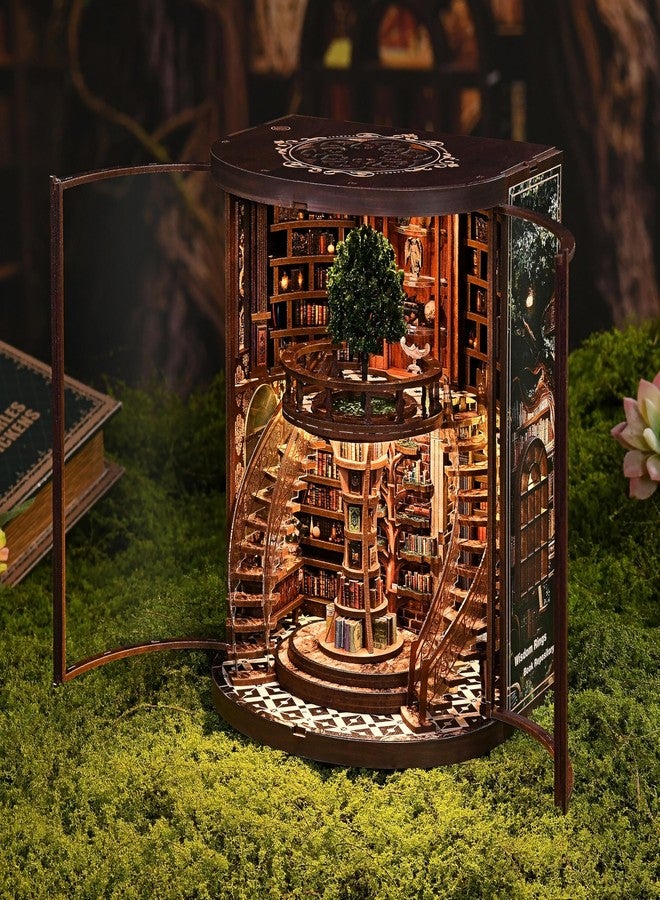 ISSEVE Book Nook Kits for Adults, Library Booknook Kit DIY Miniature Dollhouse Book Nooks, 3D Wooden Puzzle Model Creative Bookshelf Home Decoration Adult Crafts Kits Gift (Wisdom Book Repository) - Image 5