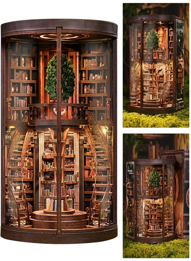 ISSEVE Book Nook Kits for Adults, Library Booknook Kit DIY Miniature Dollhouse Book Nooks, 3D Wooden Puzzle Model Creative Bookshelf Home Decoration Adult Crafts Kits Gift (Wisdom Book Repository) - Image 1