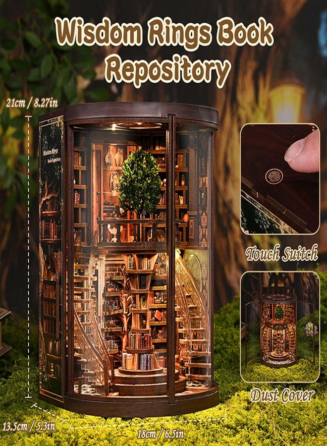 ISSEVE Book Nook Kits for Adults, Library Booknook Kit DIY Miniature Dollhouse Book Nooks, 3D Wooden Puzzle Model Creative Bookshelf Home Decoration Adult Crafts Kits Gift (Wisdom Book Repository) - Image 2