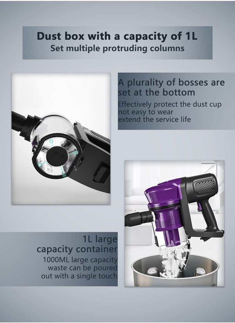 HAOHAN - Vacuum Cleaner, 26000Pa (600W) Powerful Suction, Multi-function Handheld Stick Vacuum Cleaner, 6M Corded Stick Cacuum Cleaner, 5 Layers 99% Filtered, 1L Large Capacity Bust Bin with Two Replaceable Suction Heads, Suitable for Hard Floors, Carpets and Pet Hair - Image 1