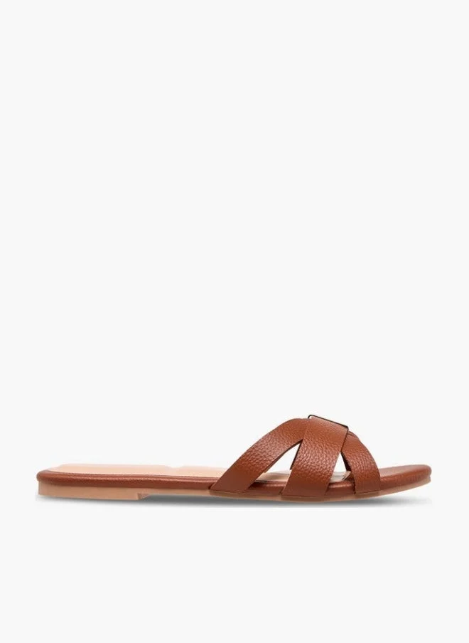Celeste Women's Solid Slip-On Cross Strap Sandals