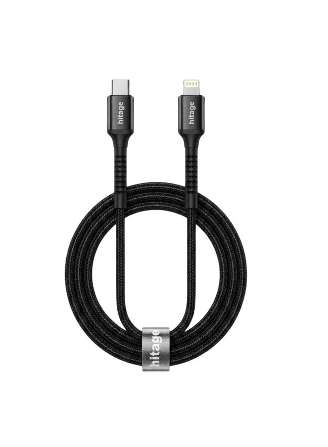 هيتيج كابل Hitage WB-582 (USB Type-C إلى Lightning) لنقل البيانات والشحن السريع، يدعم تقنية الشحن السريع PD بقوة 20 واط، كابل مجدول مقاوم للثني، مزامنة بيانات عالية السرعة، اللون أزرق. - Image 1