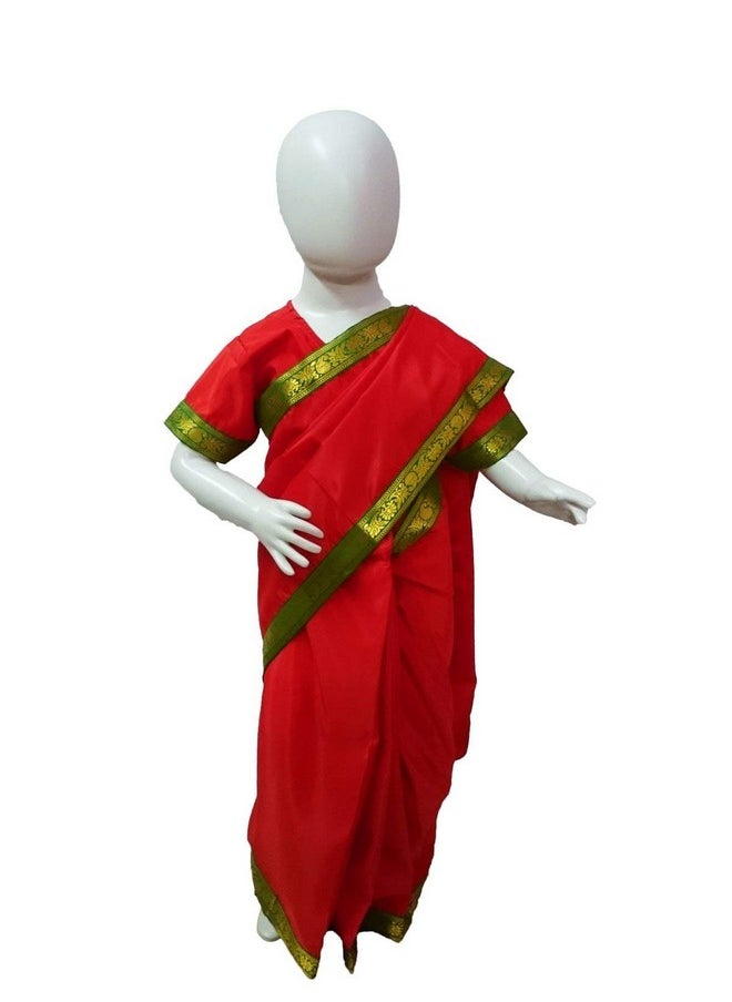 BookMyCostume BookMyCostume Teacher Red Saari Profession Kids & Adults Fancy Dress Costume 3-4 years  - Image 1