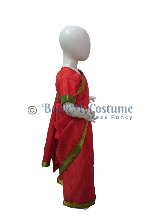 BookMyCostume BookMyCostume Teacher Red Saari Profession Kids & Adults Fancy Dress Costume 3-4 years  - Image 2