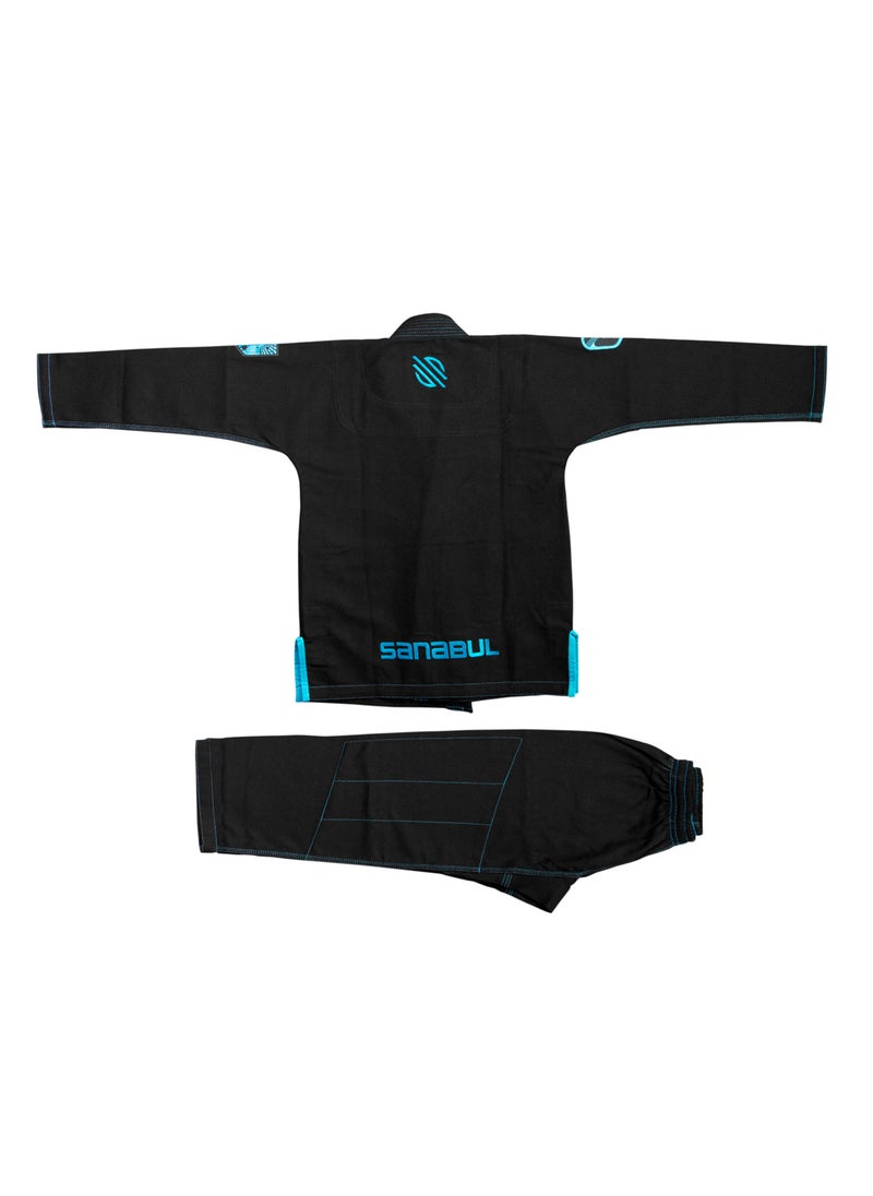 Sanabul  Future Legends Bjj Gi For Kids | Premium Youth Brazilian Jiu Jitsu Gi With Free White Belt | Lightweight & Durable Jiu Jitsu Kimono For Children And Youth (Black/Blue, K0)  - Image 1