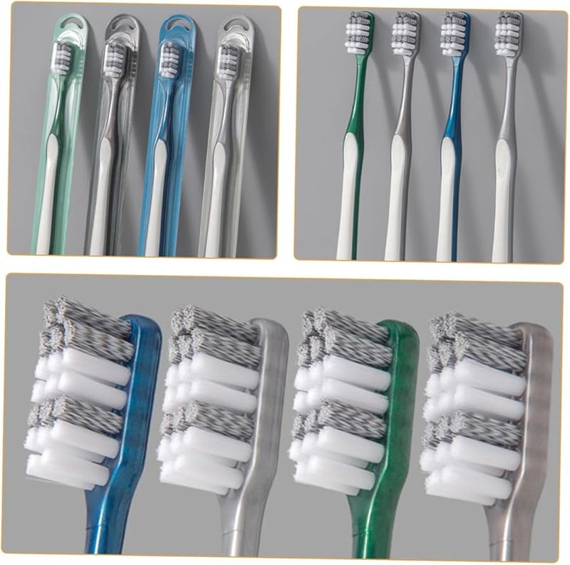 VALICLUD 8Pcs Hard Bristle Toothbrush Set for Men Large Head Deep Clean Stain Reduction Manual Travel Toothbrush - Image 4