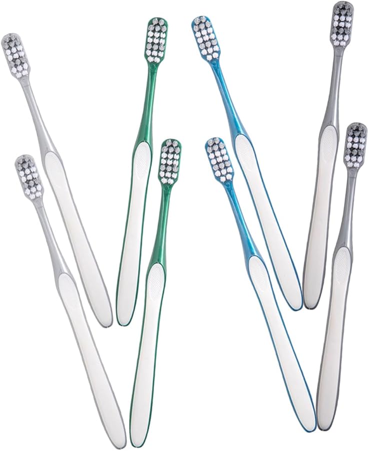 VALICLUD 8Pcs Hard Bristle Toothbrush Set for Men Large Head Deep Clean Stain Reduction Manual Travel Toothbrush - Image 1