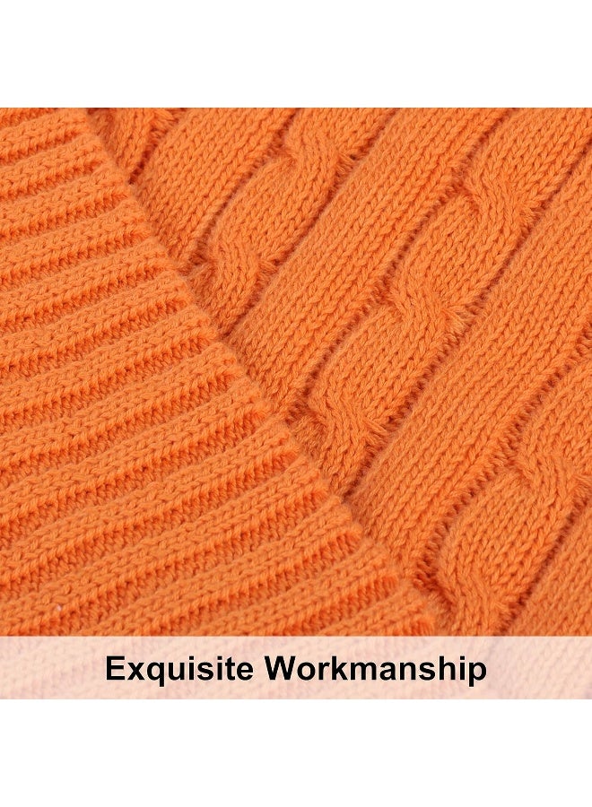 NTBAY NTBAY 100 Pure Cotton Cable Knit Throw Blanket Super Soft Warm 51x67 Knitted Throw Blanket for Couch Sofa Chair Bed  Extra Cozy Machine Washable Comfortable Home Decor Orange  - Image 2