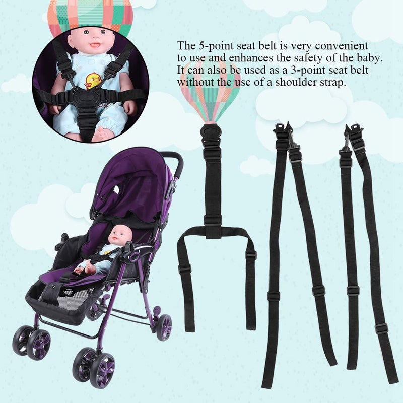 Zerodis 5 Point Child Seat Belt Harness Universal Adjustable Strap Baby Stroller Pushchair Rotating Protection - Image 4
