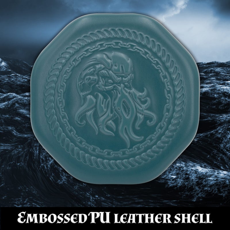CASEMATIX Dice Tray and Dice Storage Case for Up to 115 RPG Dice  Dice Tray for Rolling with Magnetic Snaps Embossed Sea Monster Design and NonScratch Interior for Random Rolls Dice Protection - Image 3