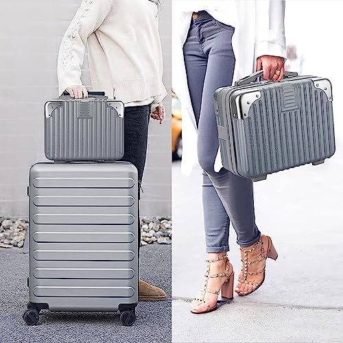 Gvnd Portable Makeup Travel Case Hand Luggage with Elastic Band, Small Hard Shell Cosmetic Case for Women Girls (Grey) - Image 2