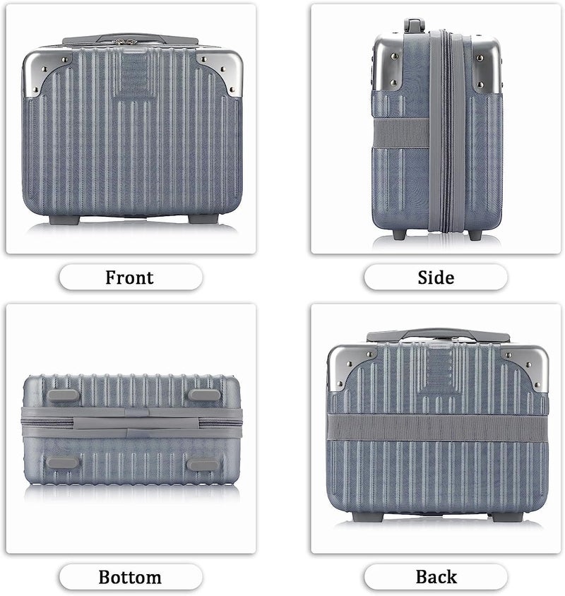 Gvnd Portable Makeup Travel Case Hand Luggage with Elastic Band, Small Hard Shell Cosmetic Case for Women Girls (Grey) - Image 4