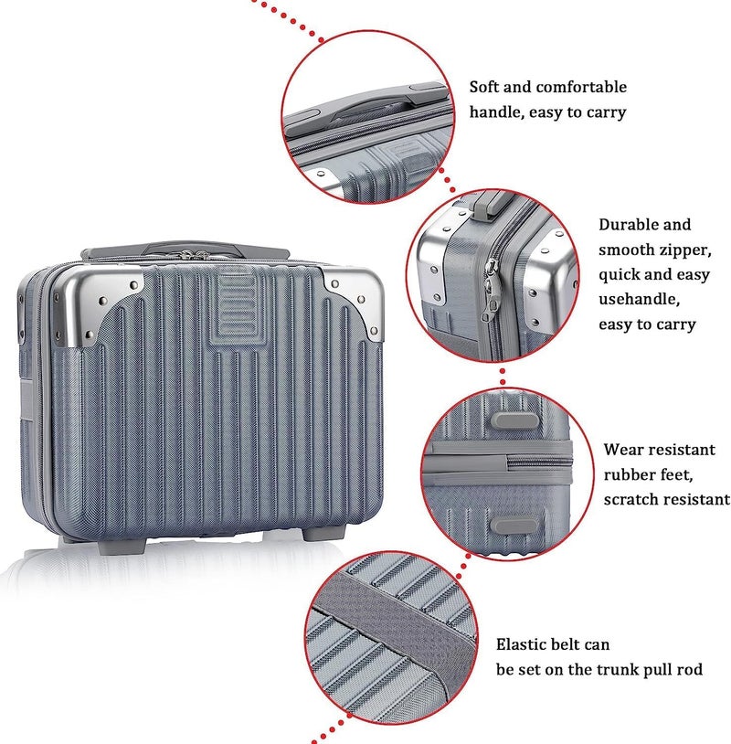 Gvnd Portable Makeup Travel Case Hand Luggage with Elastic Band, Small Hard Shell Cosmetic Case for Women Girls (Grey) - Image 5