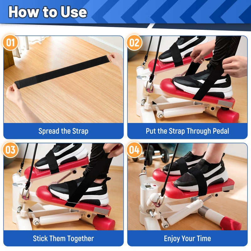 rockible أحزمة تدريب الساقين لآلة الإهليلجي العالمية من روكابل مع أحزمة دواسات قابلة للتعديل سهلة التركيب للياقة البدنية في المنزل والرياضة ومكتب الإكسسوارات، النمط أ - Image 3