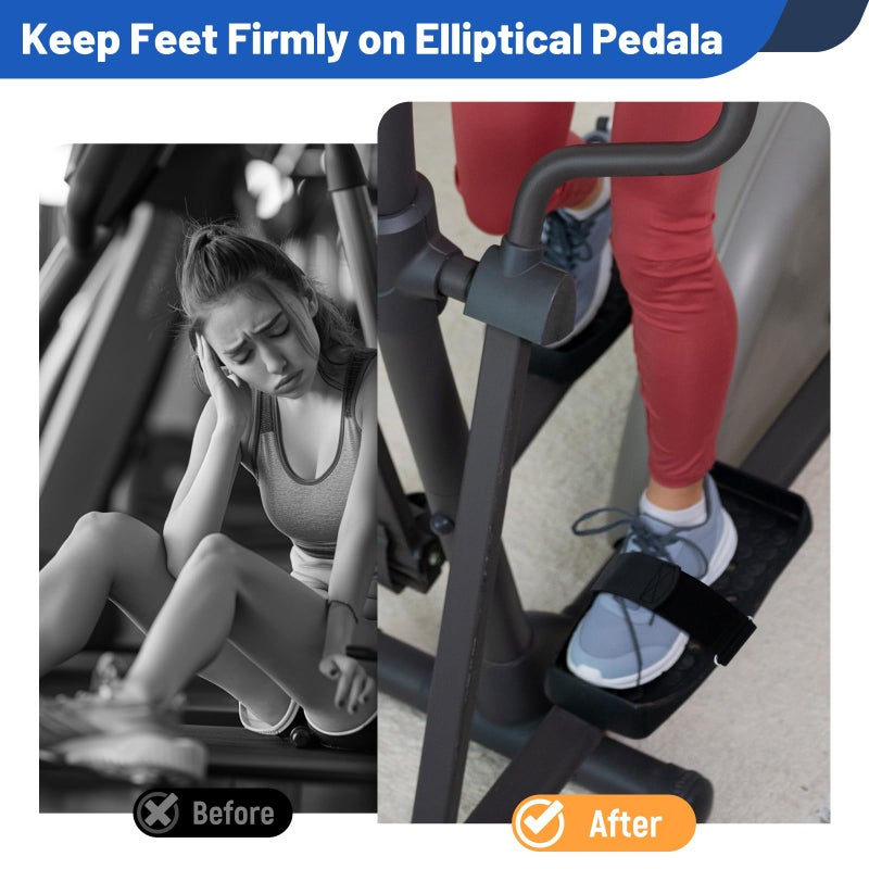 rockible أحزمة تدريب الساقين لآلة الإهليلجي العالمية من روكابل مع أحزمة دواسات قابلة للتعديل سهلة التركيب للياقة البدنية في المنزل والرياضة ومكتب الإكسسوارات، النمط أ - Image 5