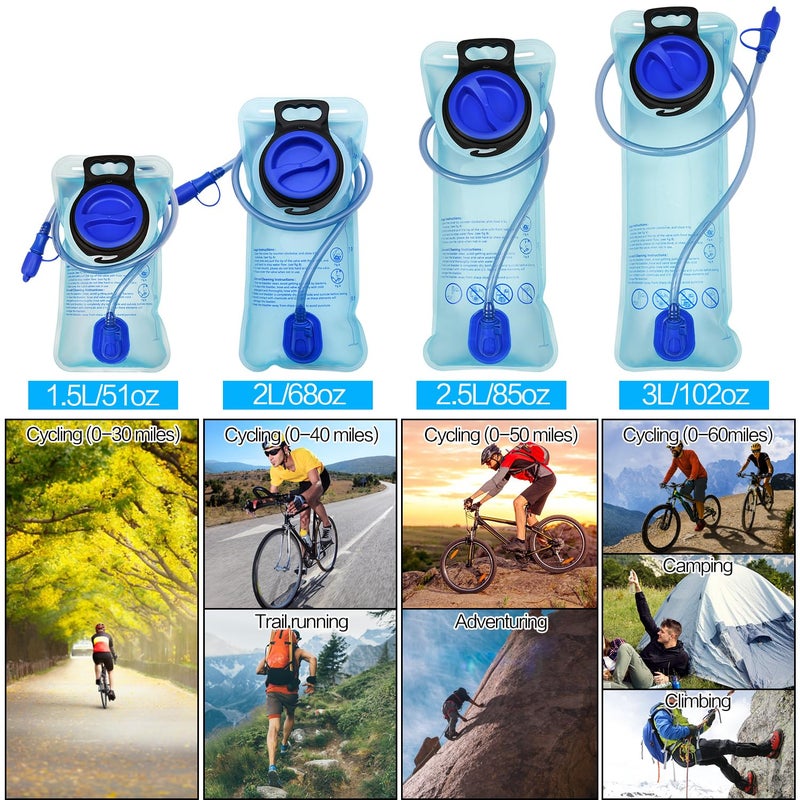 Mdvora 1/2/4/8 Pack Hydration Bladder  1.5L/2L/2.5L/3L Water Reservoir  Leakproof Water Bladder Hydration Pack  Large Opening Water Storage Bladder Bag  For Cycling Hiking Camping (3L 1 Pack Blue) - Image 2