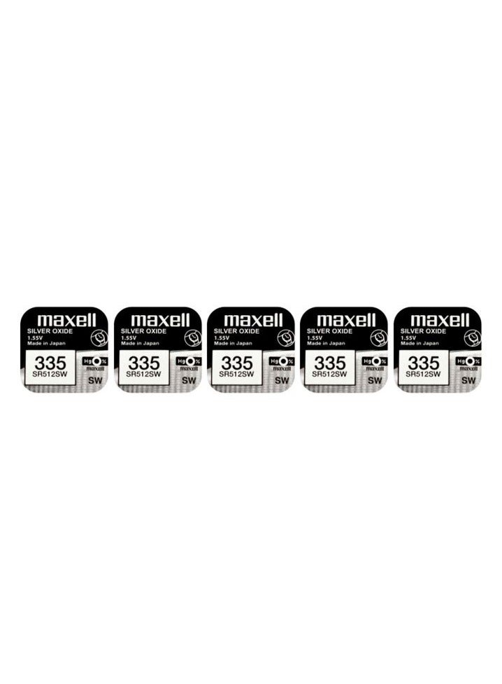 Maxell 5 Pieces Maxell 335/SR512SW Silver Oxide 1.55V - Batteries