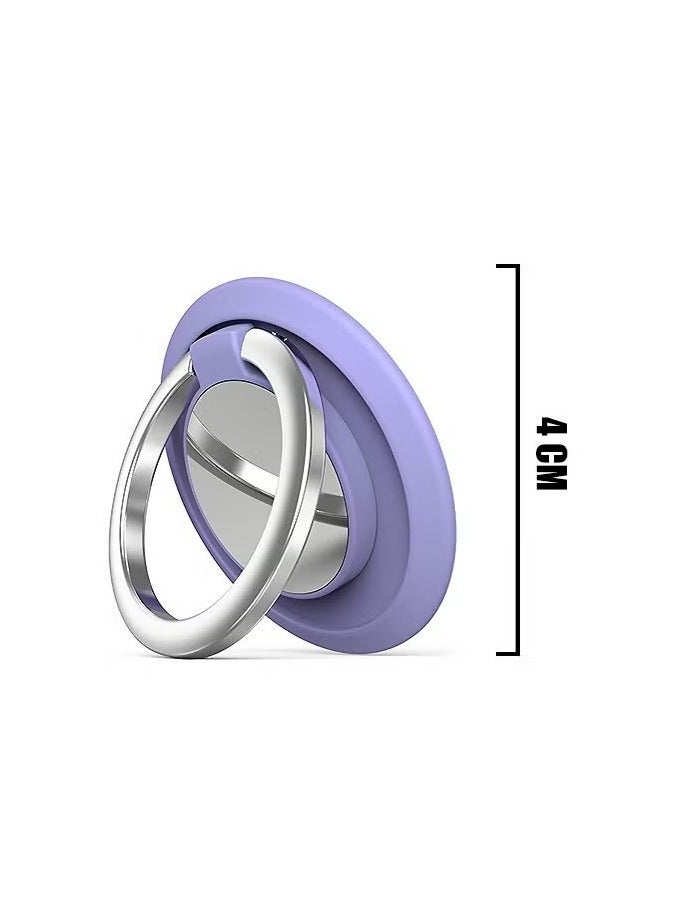 4 Pcs Magnetic Cell Phone Ring Holder, 360° Rotation Collapsible Mobile Phone Grip Stand Holder, Finger Ring Grip (Silver+Purple) - Image 2