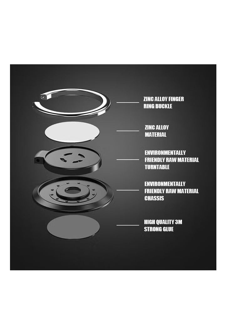 4 Pcs Magnetic Cell Phone Ring Holder, 360° Rotation Collapsible Mobile Phone Grip Stand Holder, Finger Ring Grip (Silver+Purple) - Image 4