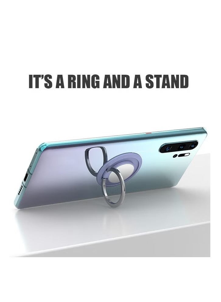 4 Pcs Magnetic Cell Phone Ring Holder, 360° Rotation Collapsible Mobile Phone Grip Stand Holder, Finger Ring Grip (Silver+Purple) - Image 5