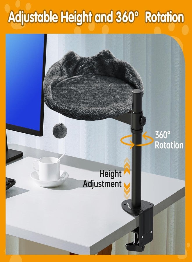 Sgreatiny Cat Desk Bed with Adjustable Steel Frame - Faux Fur Fabric Elevated Bed for Indoor - Multi-Functional Pet Cats Mount,Furniture,Perch,Shelf,Raised,Stand-Supports up to 40lbs - Image 3