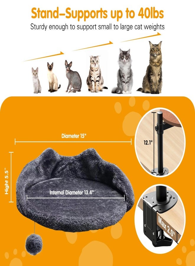 Sgreatiny Cat Desk Bed with Adjustable Steel Frame - Faux Fur Fabric Elevated Bed for Indoor - Multi-Functional Pet Cats Mount,Furniture,Perch,Shelf,Raised,Stand-Supports up to 40lbs - Image 4