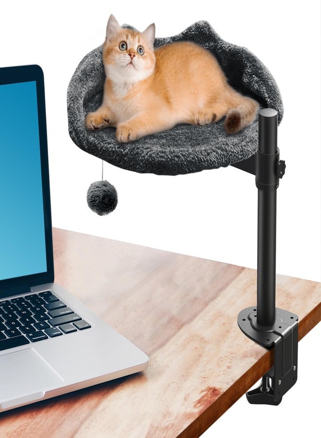Sgreatiny Cat Desk Bed with Adjustable Steel Frame - Faux Fur Fabric Elevated Bed for Indoor - Multi-Functional Pet Cats Mount,Furniture,Perch,Shelf,Raised,Stand-Supports up to 40lbs - Image 1